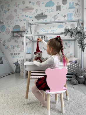 Детский столик и стульчик белый с ящиком для карандашей и раскрасок 6