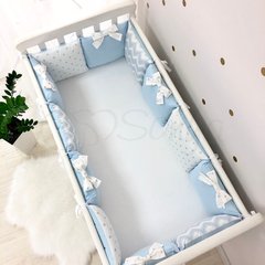 Бортики в ліжечко M.Sonya Shine блакитний зигзаг 2963 фото