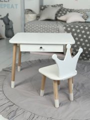Комплект дитячий столик та стільчик для дівчинки від 2-7 років з шухлядою корона