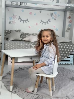 Комплект дитячий столик та стільчик для дівчинки від 2-7 років з шухлядою корона