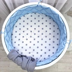 Бортики в кроватку M.Sonya стеганые круг голубой 2986 фото