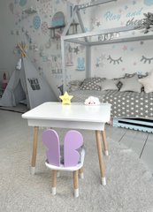 Детский столик и стульчик белый с ящиком для карандашей и раскрасок 1