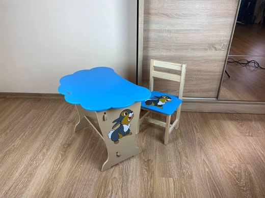 Дитячий столик і стільчик синій. Кришка хмаринка