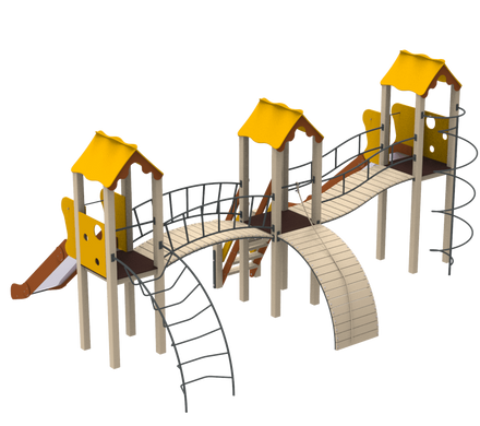 Детский игровой комплекс детская площадка Стена, высота горки 1,2 м и 1,5 м KidiGO (11294) 11294 фото