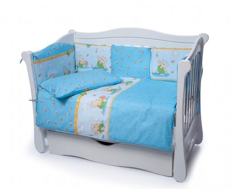 Дитяча постiль Twins Comfort 4 елементи бампер подушки Медун блакитний 9288 фото
