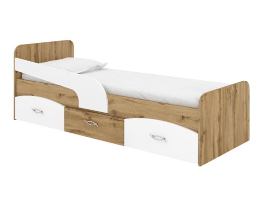Ліжко з ящиками Milka 190х80 із захисним бортиком Дуб-білий Mil1 фото
