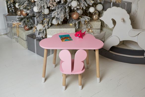 Детский столик тучка и стульчик бабочка розовая. Столик для игр, уроков, еды ребенку 2-7лет Colors