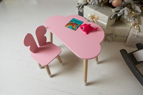 Детский столик тучка и стульчик бабочка розовая. Столик для игр, уроков, еды ребенку 2-7лет Colors