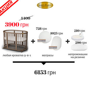 Набор Кроватка трансформер IngVart Smart Bed + 2 матраса (кокос/флексовойлок) + 2 наматрасника 000599 фото