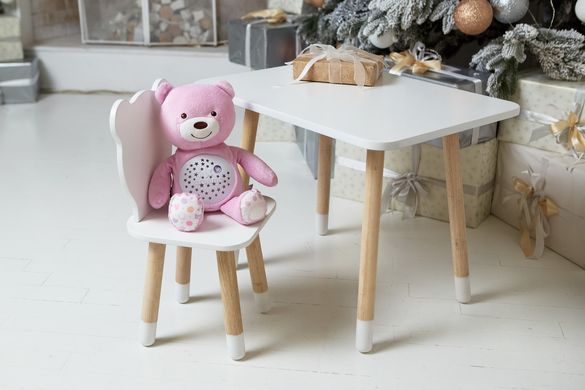 Белый прямоугольный столик и стульчик детский белоснежный ведмежонок. Белый детский столик ребенку 2-7лет Colors