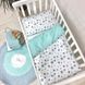 Детский Комплект в кроватку Маленька Соня (MSonya) 3-эл M.Sonya Baby Design Stars серо-мятный 3559 фото