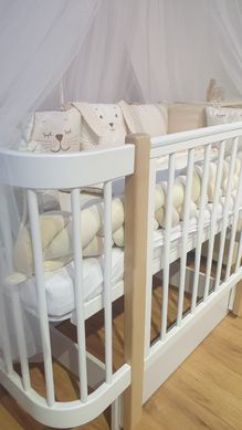 Кроватка для новорожденного DeSon SVITANOK 120х60 c маятником Белый\Бук LS1 фото