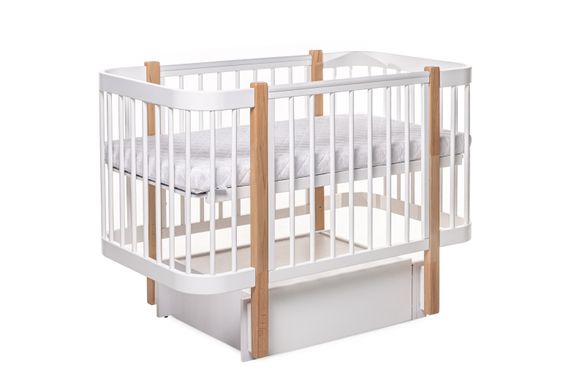 Кроватка для новонародженого DeSon СВІТАНОК 120х60 з маятником Білий\Бук LS1 фото