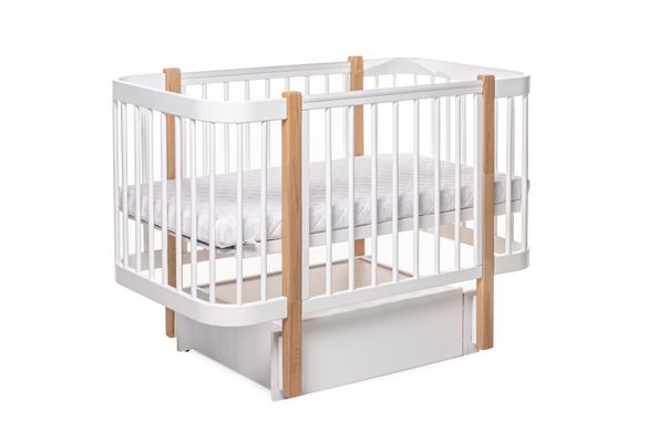 Кроватка для новонародженого DeSon СВІТАНОК 120х60 з маятником Білий\Бук LS1 фото
