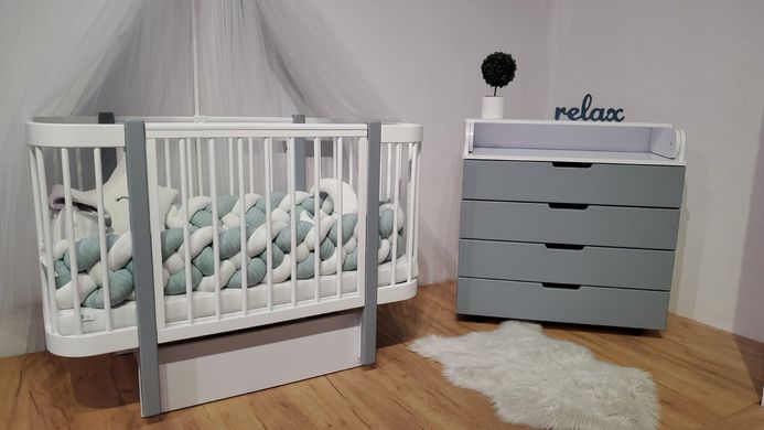 Кроватка для новорожденного DeSon SVITANOK 120х60 c маятником Белый\Бук LS1 фото