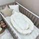 Комплект (Кокон для немовлят с рюшем + подушка + Плед у ліжечко та коляску) молочний 3870 фото