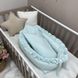 Комплект (Кокон для немовлят с рюшем + подушка + Плед у ліжечко та коляску) светлая мята 3871 фото