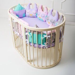 Бортик &ldquo;Совушки и домики" в фиолетовых тонах SKU0162000 фото