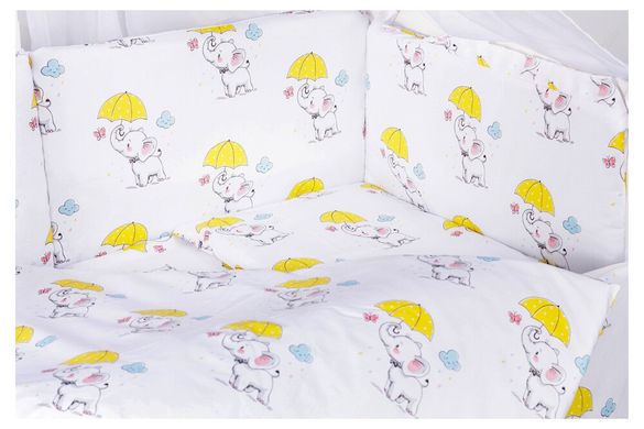 Дитяча постiль Babyroom Comfort-08 білий (слоники з жовтим парасолькою) 621976 фото