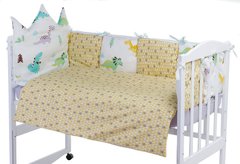 Детская постель Babyroom Classic Bortiki-01 (6 элементов) белый-серый-горчичный (динозавры) 623401 фото
