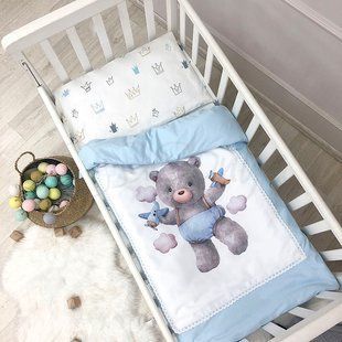 Детский Комплект в кроватку Маленька Соня (MSonya) 3-эл M.Sonya Kids Toys Мишка голубой 2902 фото