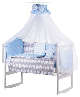 Дитяча постiль Babyroom Bortiki lux-08 elephant блакитний - сірий 622612 фото