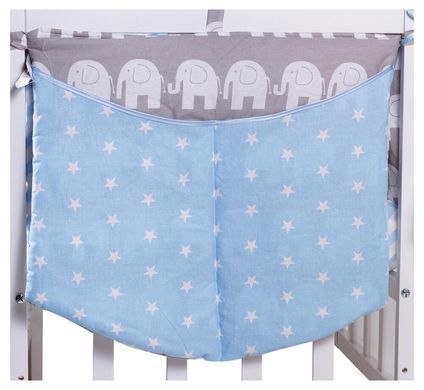 Дитяча постiль Babyroom Bortiki lux-08 elephant блакитний - сірий 622612 фото