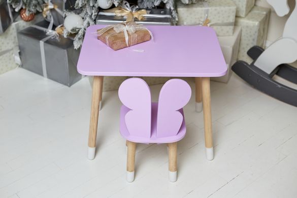 Фиолетовый прямоугольный столик и стульчик детский бабочка. Фиолетовый детский столик ребенку 2-7лет Colors