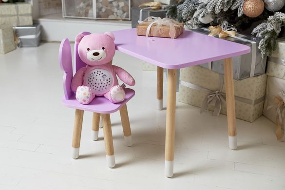 Фиолетовый прямоугольный столик и стульчик детский бабочка. Фиолетовый детский столик ребенку 2-7лет Colors