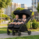 Прогулочная коляска для двойни легкая узкая Adamex Alto black 682084 фото
