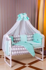 Детская постель Babyroom Bortiki lux-08 elephant бирюзовый - серый 620795 фото