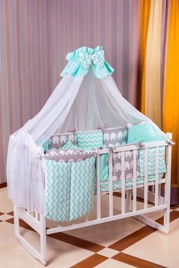 Детская постель Babyroom Bortiki lux-08 elephant бирюзовый - серый 620795 фото