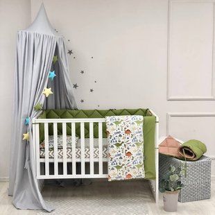 Комплект в кроватку Baby Mix Дино олива 3401 фото