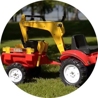 Дитячий трактор на педалях з причепом, переднім і заднім ковшами Falk 2051CN RANCH (колір - червоний) 2051CN фото