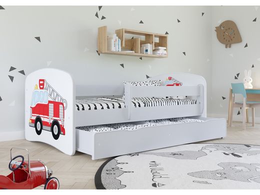 Дитяче ліжко 160 х 80 Kocot Kids Baby Dreams Пожежна машина біла з ящиком Польща 1976669 фото
