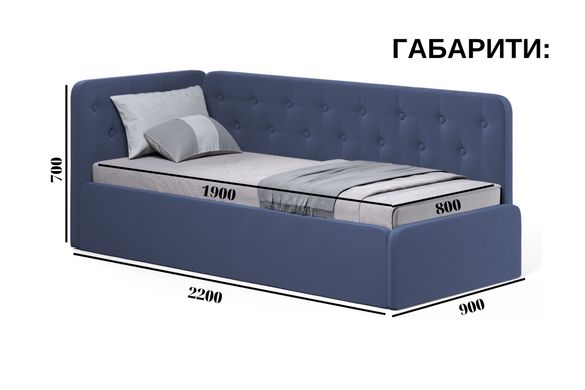 Угловой диван кровать BOSTON 190х80 DecOKids с нишей и матрасом GRAY BPNM5 фото