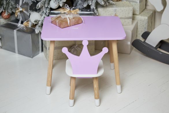 Фиолетовый прямоугольный столик и стульчик детский корона. Фиолетовый детский столик ребенку 2-7лет Colors