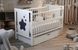 Кроватка детская ДУБОК "Звездочка" шарнир-пидшибник с откидной боковиной + ящик + колеса, дерево бук (белый) DU-47 фото