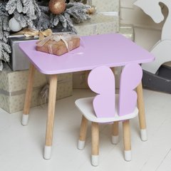 Фиолетовый прямоугольный столик и стульчик детский бабочка с белым сиденьем. Фиолетовый детский столик ребенку 2-7лет Colors