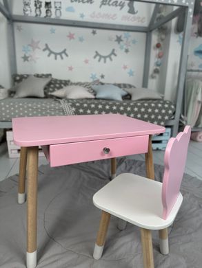 Комплект дитячий столик та стільчик для дівчинки від 2-7 років з шухлядою