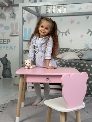 Комплект дитячий столик та стільчик для дівчинки від 2-7 років з шухлядою