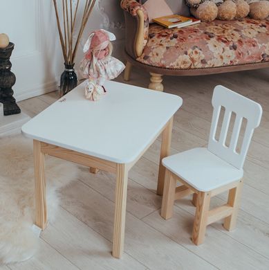 Детский столик и стульчик белый. Столик с ящиком для карандашей и разукрашек
