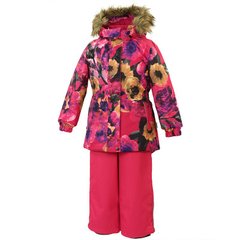 Зимний комплект для девочек Huppa RENELY 1, цвет-фуксиа с принтом/фуксиа