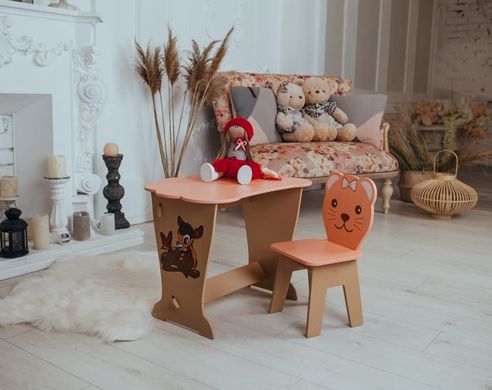 Дитячий стіл рожевий!Стол-парта з кришкою хмаринка та стільчик фігурний.Підійде для навчання, малювання