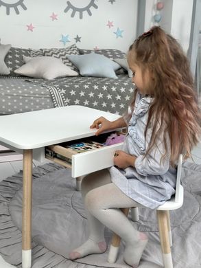 Комплект детский столик и стульчик для девочки от 2-7 лет с ящиком корона