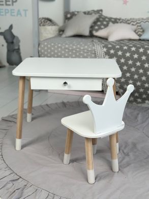 Комплект детский столик и стульчик для девочки от 2-7 лет с ящиком корона