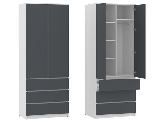 Шкаф распашной с ящиками и штангой NC80-2 210х80 см Next Systems White / Anthracite