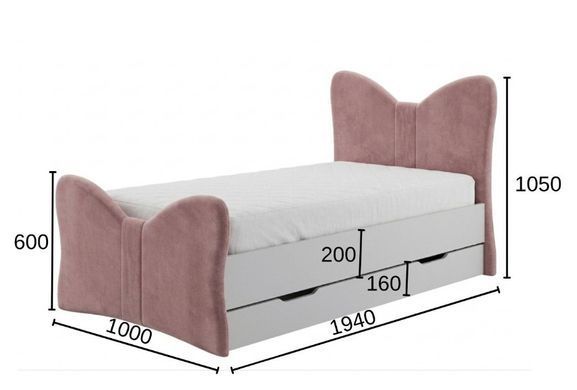 Дитяче ліжко decoOKids Bantik 190х90 із шухлядою та м'яким узголів'ям