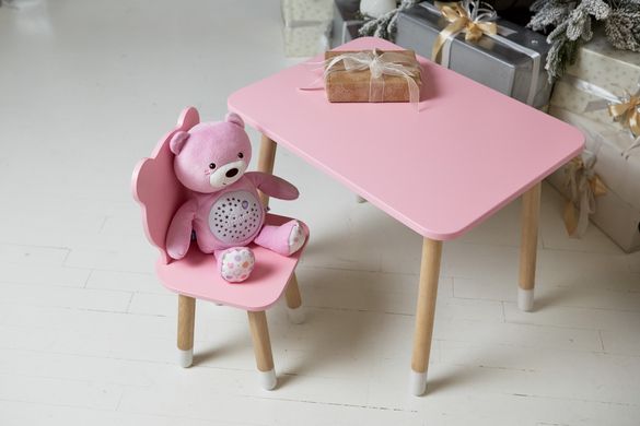 Розовый прямоугольный столик и стульчик детский медвежонок. Розовый детский столик ребенку 2-7лет Colors