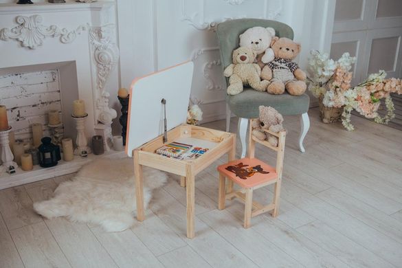 Детский стол и стул. Для учебы, рисования, игры. Стол с ящиком и стульчик розовый